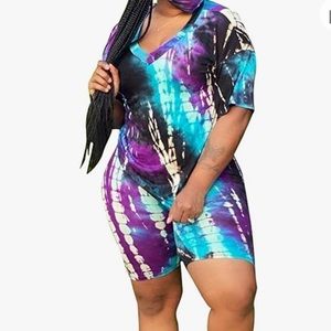 Two Piece Outfit for Women Plus Size Tie Dye 3XL